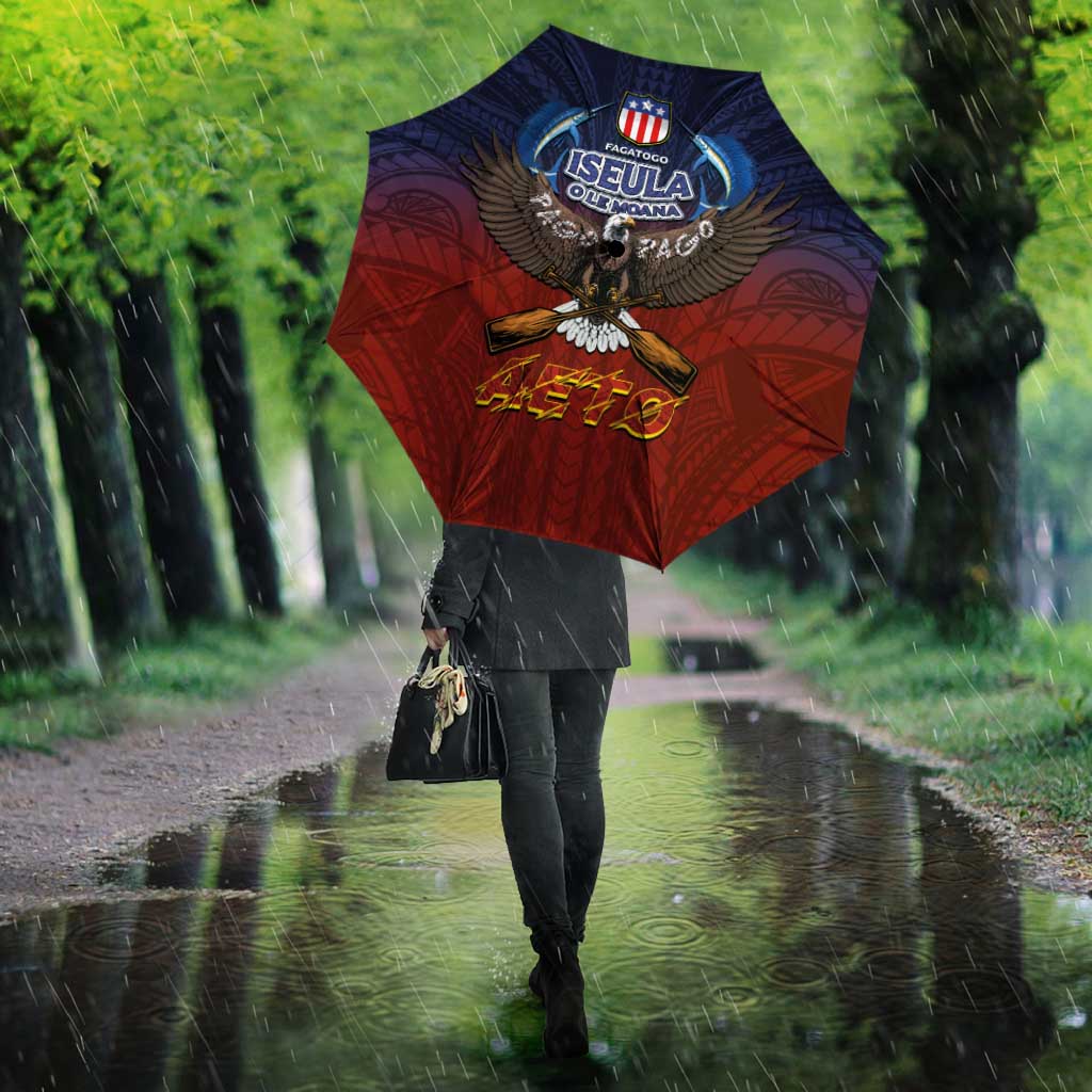 American Samoa Fautasi Umbrella Pago Pago Aeto and Iseula o le Moana of Fagatogo Red-Blue LT03 - Polynesian Pride
