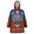 American Samoa Fautasi Wearable Blanket Hoodie Pago Pago Aeto and Iseula o le Moana of Fagatogo Red-Blue - Polynesian Pride