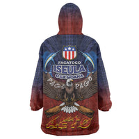 American Samoa Fautasi Wearable Blanket Hoodie Pago Pago Aeto and Iseula o le Moana of Fagatogo Red-Blue LT03 - Polynesian Pride