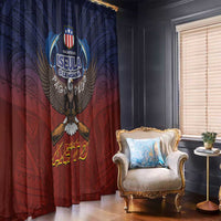 American Samoa Fautasi Window Curtain Pago Pago Aeto and Iseula o le Moana of Fagatogo Red-Blue LT03 - Polynesian Pride