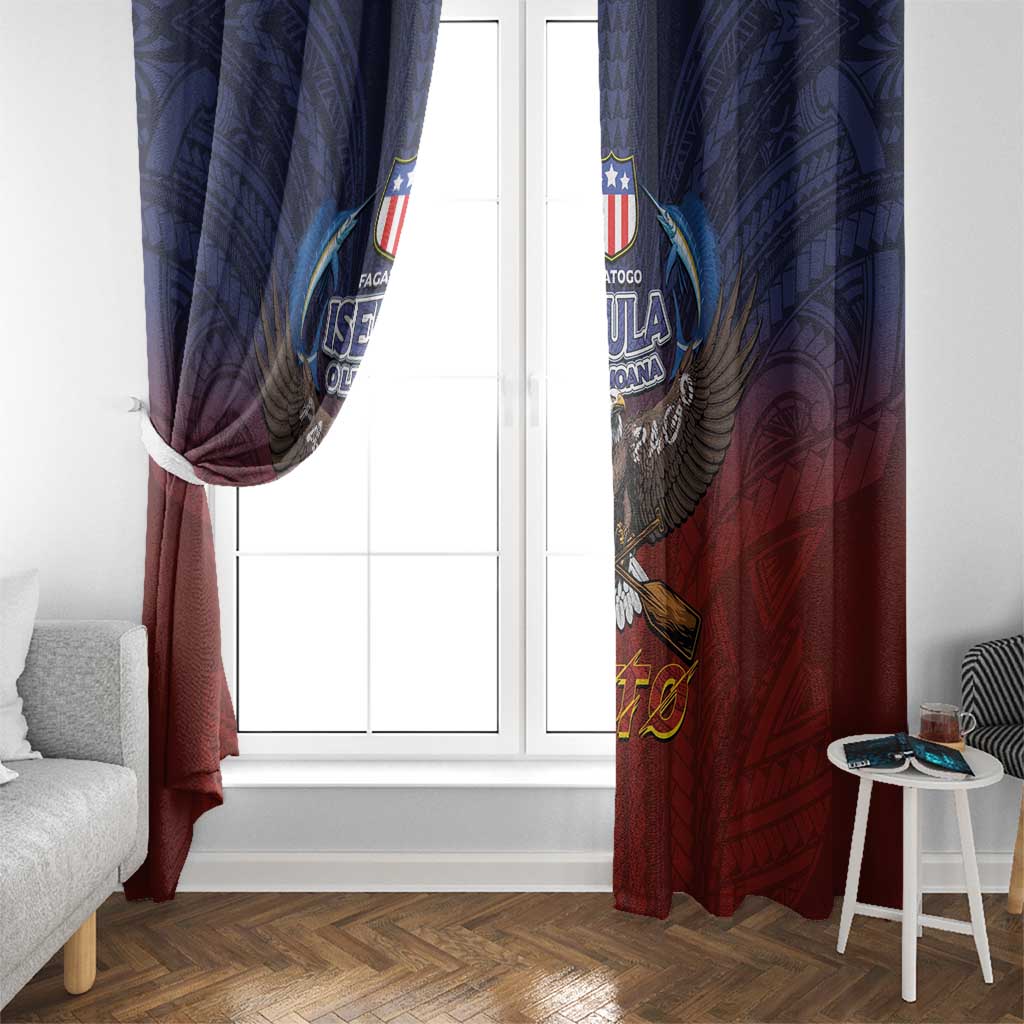 American Samoa Fautasi Window Curtain Pago Pago Aeto and Iseula o le Moana of Fagatogo Red-Blue LT03 - Polynesian Pride