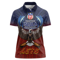 American Samoa Fautasi Women Polo Shirt Pago Pago Aeto and Iseula o le Moana of Fagatogo Red-Blue LT03 Female Blue - Polynesian Pride