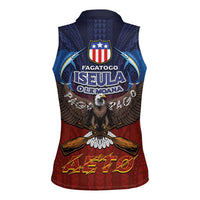American Samoa Fautasi Women Sleeveless Polo Shirt Pago Pago Aeto and Iseula o le Moana of Fagatogo Red-Blue LT03 - Polynesian Pride
