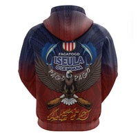 American Samoa Fautasi Zip Hoodie Pago Pago Aeto and Iseula o le Moana of Fagatogo Red-Blue LT03 - Polynesian Pride