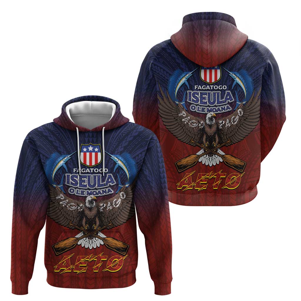 American Samoa Fautasi Zip Hoodie Pago Pago Aeto and Iseula o le Moana of Fagatogo Red-Blue LT03 - Polynesian Pride