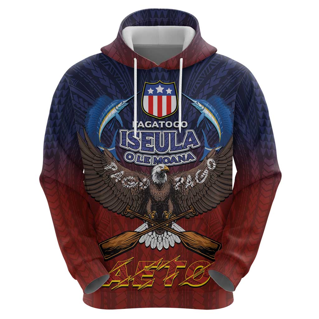 American Samoa Fautasi Zip Hoodie Pago Pago Aeto and Iseula o le Moana of Fagatogo Red-Blue LT03 - Polynesian Pride