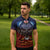 American Samoa Fautasi Zipper Polo Shirt Pago Pago Aeto and Iseula o le Moana of Fagatogo Red-Blue - Polynesian Pride