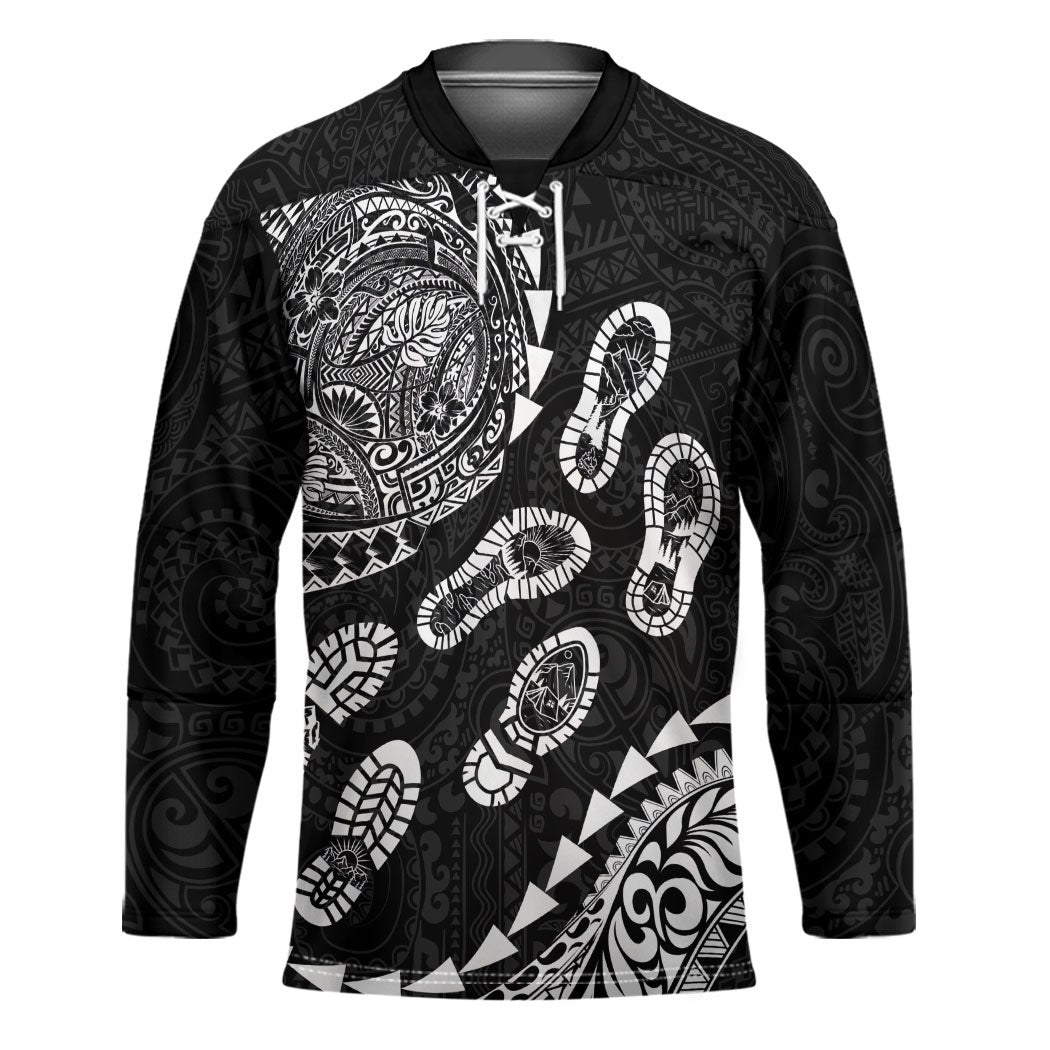 Hawaii Running Hockey Jersey Polynesian Tribal Tattoo LT03 Unisex Black - Polynesian Pride