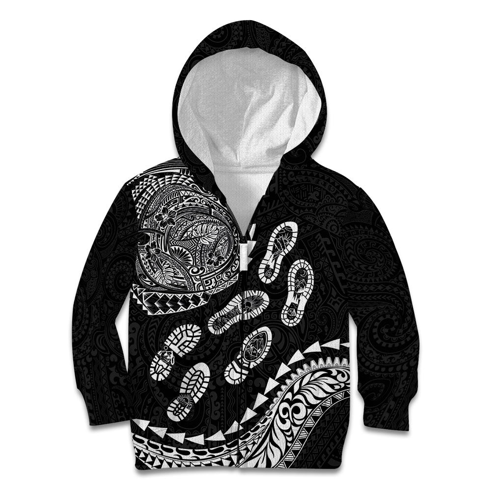 Hawaii Running Kid Hoodie Polynesian Tribal Tattoo LT03 Zip Hoodie Black - Polynesian Pride