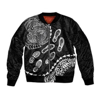Hawaii Running Sleeve Zip Bomber Jacket Polynesian Tribal Tattoo