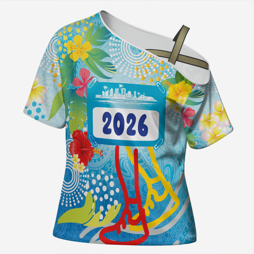 Personalized Hawaii Marathon Cross Shoulder Shirt Polynesian Motif Tropical Style LT03 Female Multicolor - Polynesian Pride