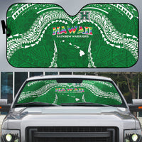 Hawaii Rainbow Warriors Auto Sun Shade Polynesian Motif Green Color LT03 Green - Polynesian Pride