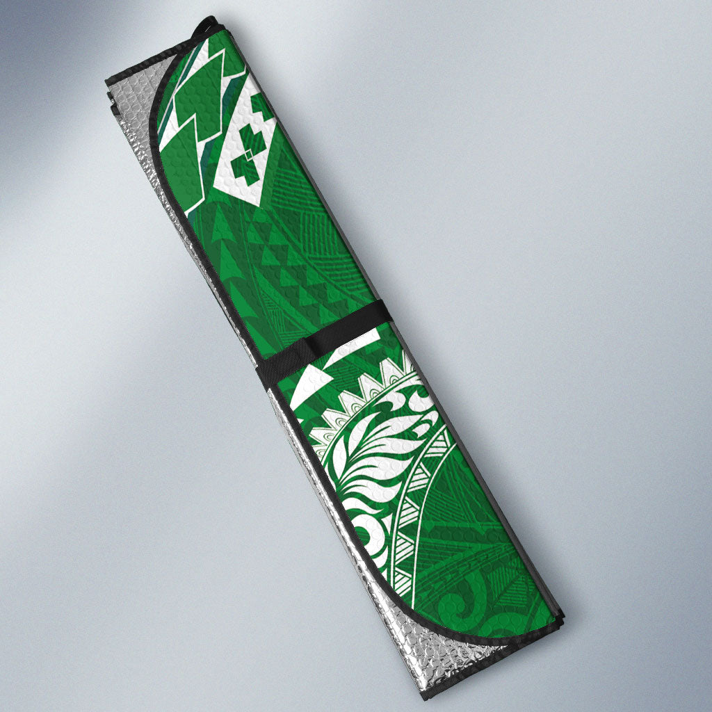 Hawaii Rainbow Warriors Auto Sun Shade Polynesian Motif Green Color LT03 - Polynesian Pride