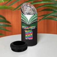 Custom Hawaii Rainbow Warriors 4 in 1 Can Cooler Tumbler Polynesian Motif Black Color LT03 - Polynesian Pride