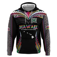 Custom Hawaii Rainbow Warriors Hoodie Polynesian Motif Special Edition Rainbow Gradient