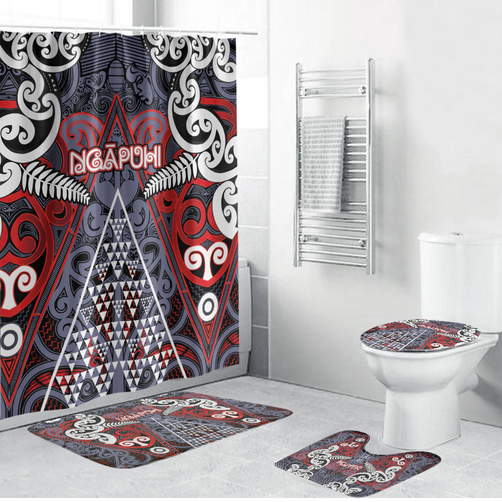 Aotearoa Iwi Ngapuhi Bathroom Set Maori Motif Tribal LT03 Bathroom Set (4 pcs) Multicolor - Polynesian Pride