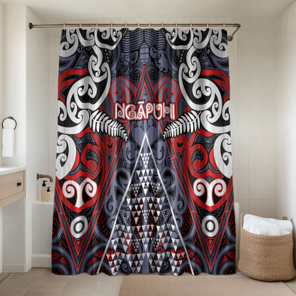 Aotearoa Iwi Ngapuhi Bathroom Set Maori Motif Tribal LT03 Shower Curtain Only Multicolor - Polynesian Pride