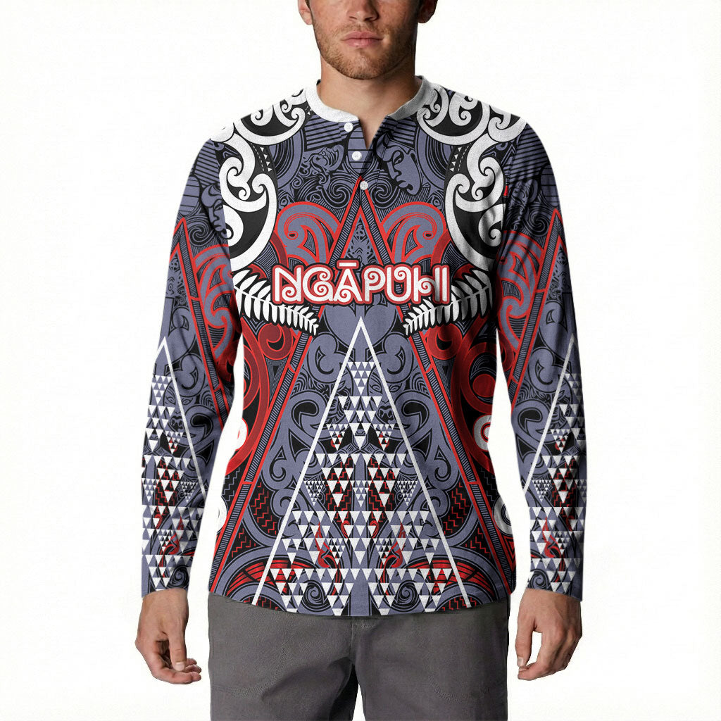 Personalised Aotearoa Iwi Ngapuhi Button Sweatshirt Maori Motif Tribal LT03 - Polynesian Pride