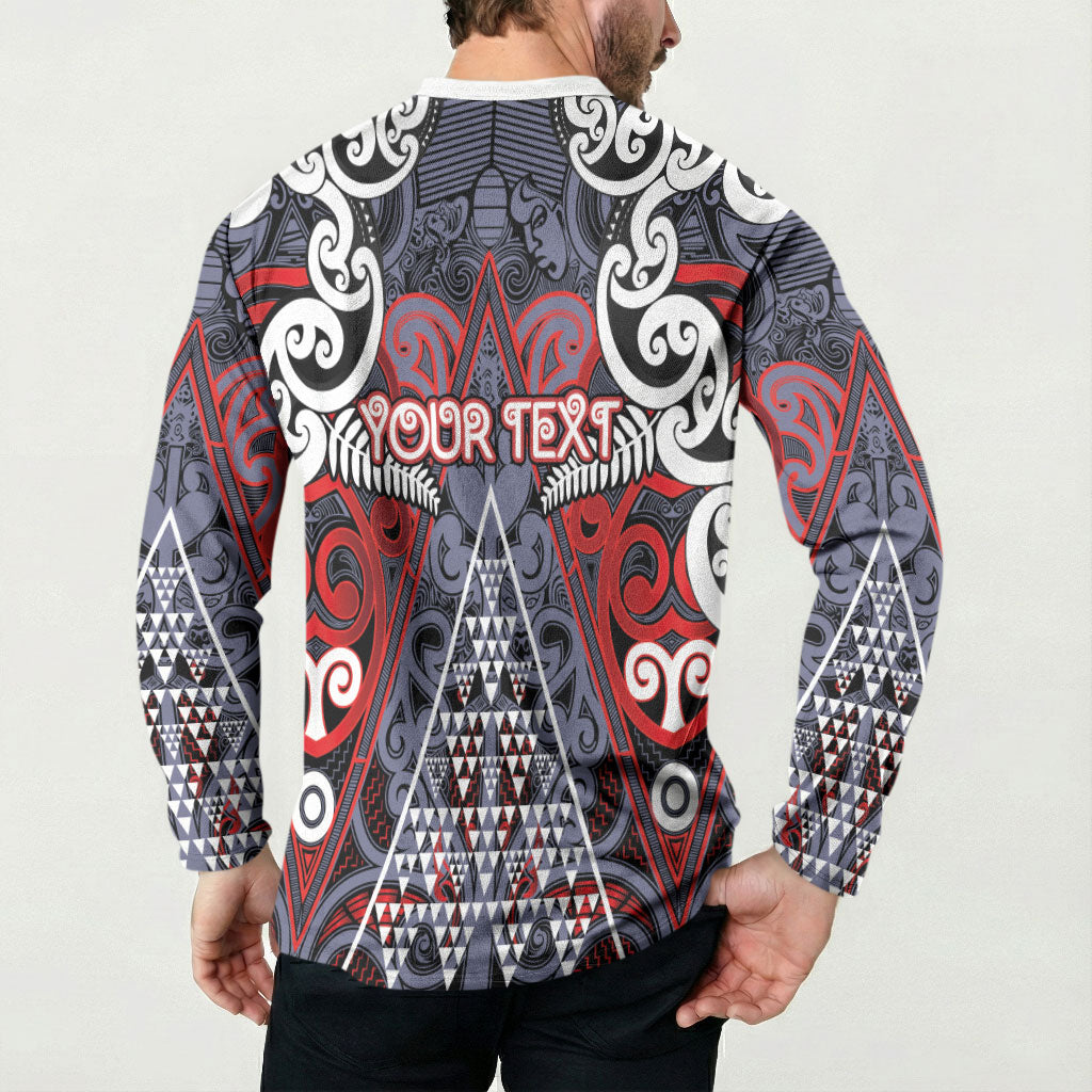 Personalised Aotearoa Iwi Ngapuhi Button Sweatshirt Maori Motif Tribal LT03 - Polynesian Pride
