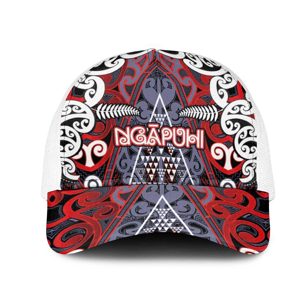 Aotearoa Iwi Ngapuhi Mesh Trucker Cap Maori Motif Tribal LT03 One Size White Multicolor - Polynesian Pride
