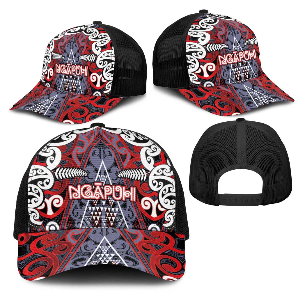 Aotearoa Iwi Ngapuhi Mesh Trucker Cap Maori Motif Tribal LT03 - Polynesian Pride
