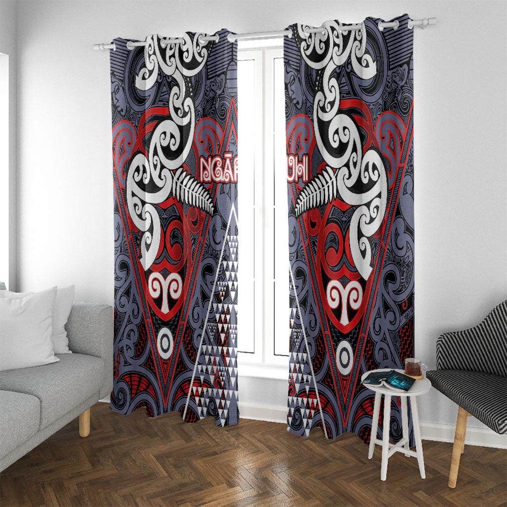 Aotearoa Iwi Ngapuhi Window Curtain Maori Motif Tribal LT03 With Grommets Multicolor - Polynesian Pride