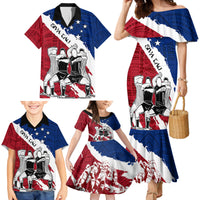 Samoa Rugby Family Matching Mermaid Dress and Hawaiian Shirt Siva Tau Dance Polynesian Tattoo Brush Style LT03 - Polynesian Pride