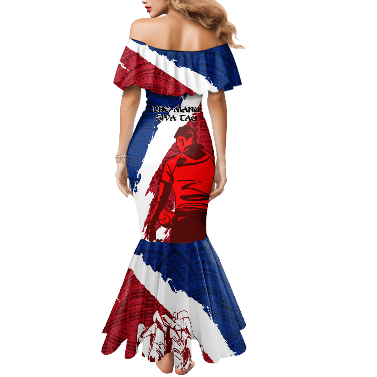 Samoa Rugby Family Matching Mermaid Dress and Hawaiian Shirt Siva Tau Dance Polynesian Tattoo Brush Style LT03 - Polynesian Pride