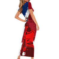 Samoa Rugby Family Matching Short Sleeve Bodycon Dress and Hawaiian Shirt Siva Tau Dance Polynesian Tattoo Brush Style LT03 - Polynesian Pride