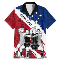 Custom Samoa Rugby Family Matching Mermaid Dress and Hawaiian Shirt Siva Tau Dance Polynesian Tattoo Brush Style LT03 Dad's Shirt - Short Sleeve Red - Polynesian Pride