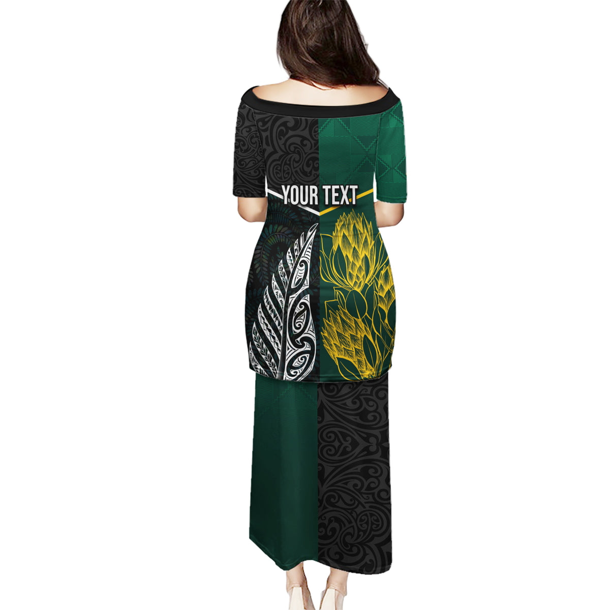 Personalised South Africa and New Zealand Puletasi King Protea and Silver Fern Mix Culture Pattern LT03 - Polynesian Pride