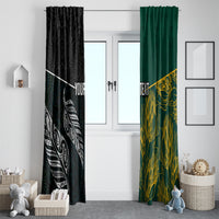 Personalised South Africa and New Zealand Window Curtain King Protea and Silver Fern Mix Culture Pattern LT03 - Polynesian Pride