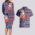 Hawaii Mele Kalikimaka Couples Matching Long Sleeve Bodycon Dress and Hawaiian Shirt Aloha and Christmas Elements Patchwork Blue Style LT03 - Polynesian Pride
