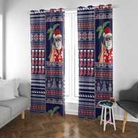 Hawaii Mele Kalikimaka Window Curtain Aloha and Christmas Elements Patchwork Blue Style LT03 With Grommets Blue - Polynesian Pride