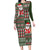Hawaii Mele Kalikimaka Long Sleeve Bodycon Dress Aloha and Christmas Elements Patchwork Green Style LT03 Long Dress Green - Polynesian Pride