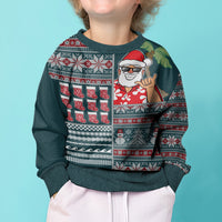Hawaii Mele Kalikimaka Kid Ugly Christmas Sweater Aloha and Christmas Elements Patchwork Turquoise Style LT03 - Polynesian Pride