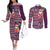 Hawaii Mele Kalikimaka Couples Matching Off The Shoulder Long Sleeve Dress and Long Sleeve Button Shirt Aloha and Christmas Elements Patchwork Pink Style LT03 Pink - Polynesian Pride