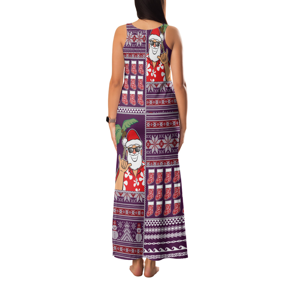 Hawaii Mele Kalikimaka Family Matching Tank Maxi Dress and Hawaiian Shirt Aloha and Christmas Elements Patchwork Pink Style LT03 - Polynesian Pride
