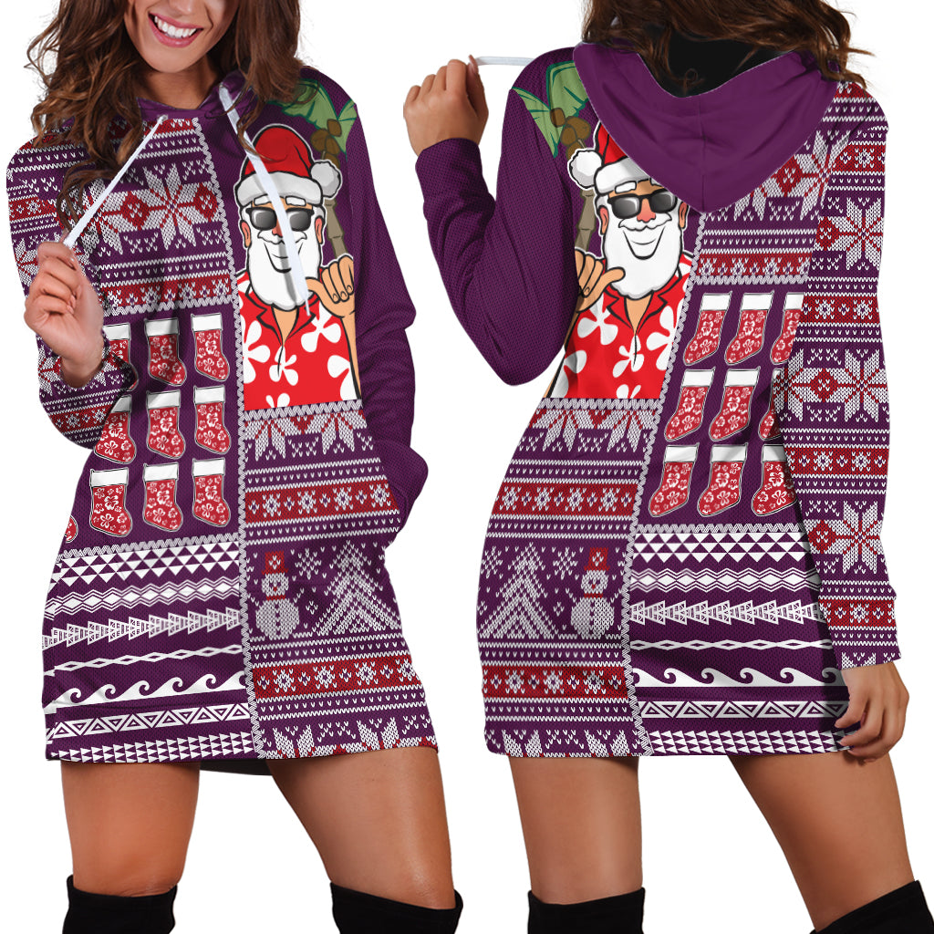 Hawaii Mele Kalikimaka Hoodie Dress Aloha and Christmas Elements Patchwork Pink Style LT03 - Polynesian Pride