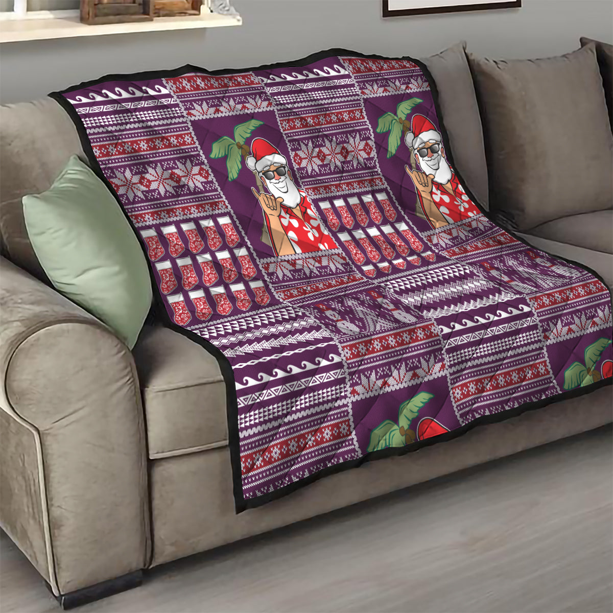 Hawaii Mele Kalikimaka Quilt Aloha and Christmas Elements Patchwork Pink Style LT03 - Polynesian Pride