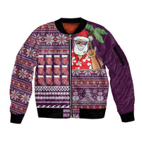Hawaii Mele Kalikimaka Sleeve Zip Bomber Jacket Aloha and Christmas Elements Patchwork Pink Style LT03 Unisex Pink - Polynesian Pride