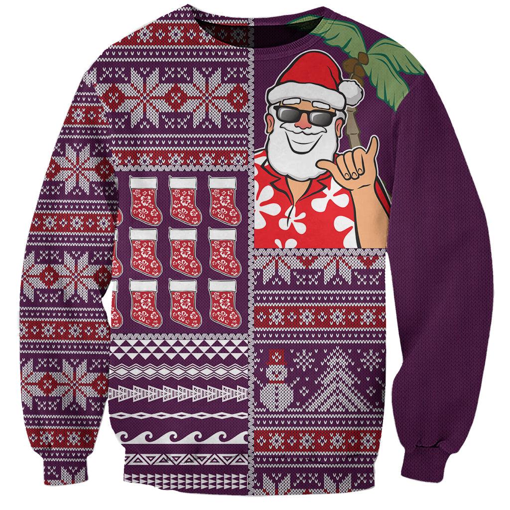 Hawaii Mele Kalikimaka Sweatshirt Aloha and Christmas Elements Patchwork Pink Style LT03 Unisex Pink - Polynesian Pride