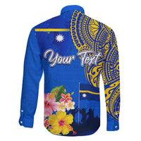 Personalised Nauru Independence Day Family Matching Tank Maxi Dress and Hawaiian Shirt Nauruan Tribal Flag Style LT03 - Polynesian Pride