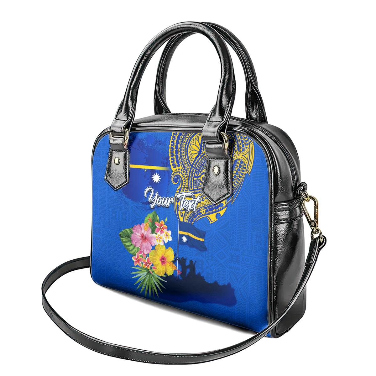 Personalised Nauru Independence Day Shoulder Handbag Nauruan Tribal Flag Style LT03 - Polynesian Pride