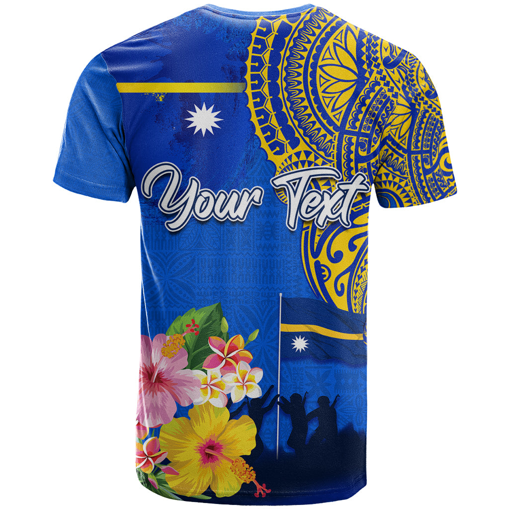 Personalised Nauru Independence Day T Shirt Nauruan Tribal Flag Style LT03 - Polynesian Pride