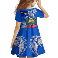 Personalised Nauru Coat of Arms Family Matching Off Shoulder Long Sleeve Dress and Hawaiian Shirt Tropical Flower Polynesian Pattern LT03 - Polynesian Pride