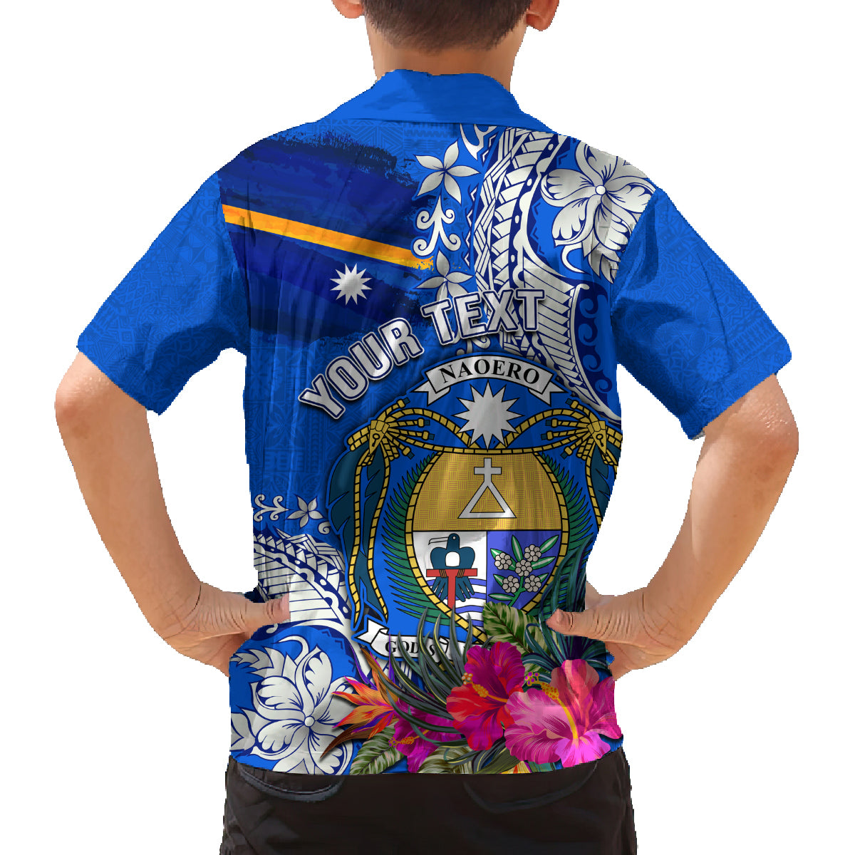 Personalised Nauru Coat of Arms Family Matching Tank Maxi Dress and Hawaiian Shirt Tropical Flower Polynesian Pattern LT03 - Polynesian Pride