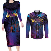 Aotearoa Arts Festival 2025 Couples Matching Long Sleeve Bodycon Dress and Long Sleeve Button Shirt Maori Music Art Dance - Rhythmic Vibes LT03 Black - Polynesian Pride