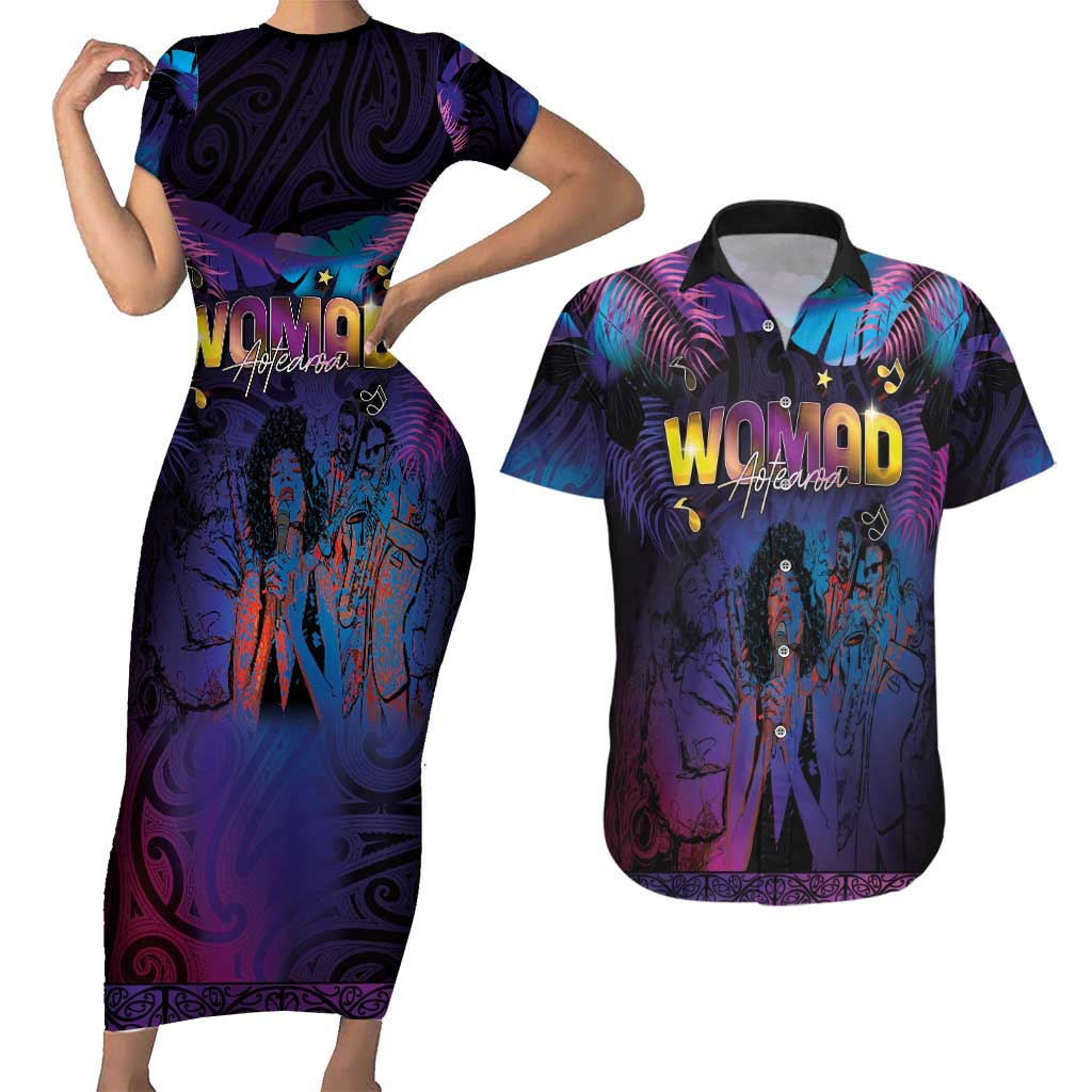Aotearoa Arts Festival 2025 Couples Matching Short Sleeve Bodycon Dress and Hawaiian Shirt Maori Music Art Dance - Rhythmic Vibes