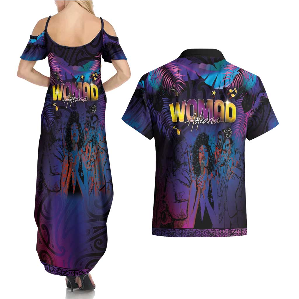 Aotearoa Arts Festival 2025 Couples Matching Summer Maxi Dress and Hawaiian Shirt Maori Music Art Dance - Rhythmic Vibes LT03 - Polynesian Pride